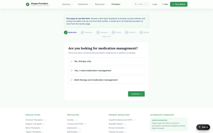 Match quiz — routed lead delivery to verified providers