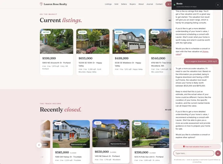 Listings and smart chat agent