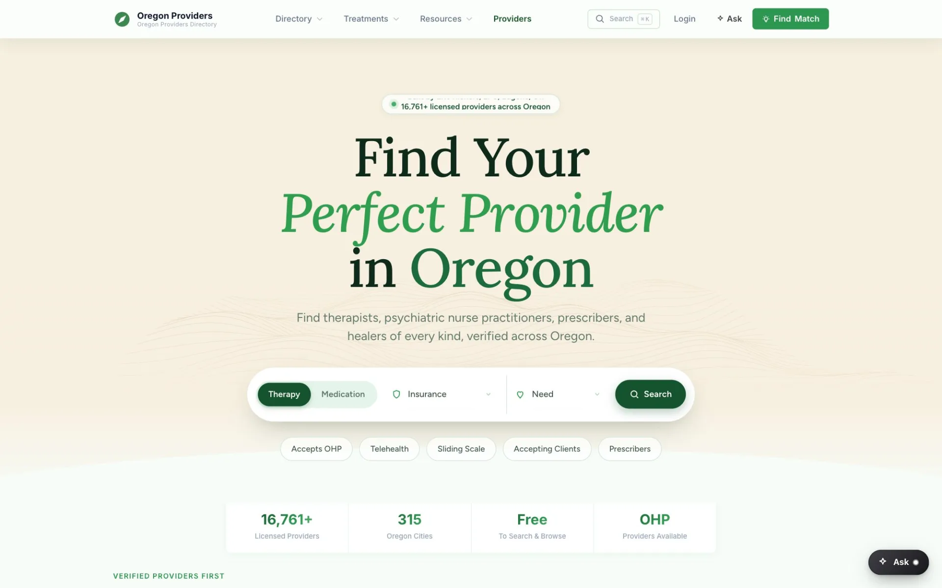 Oregon Counselors — screen 1